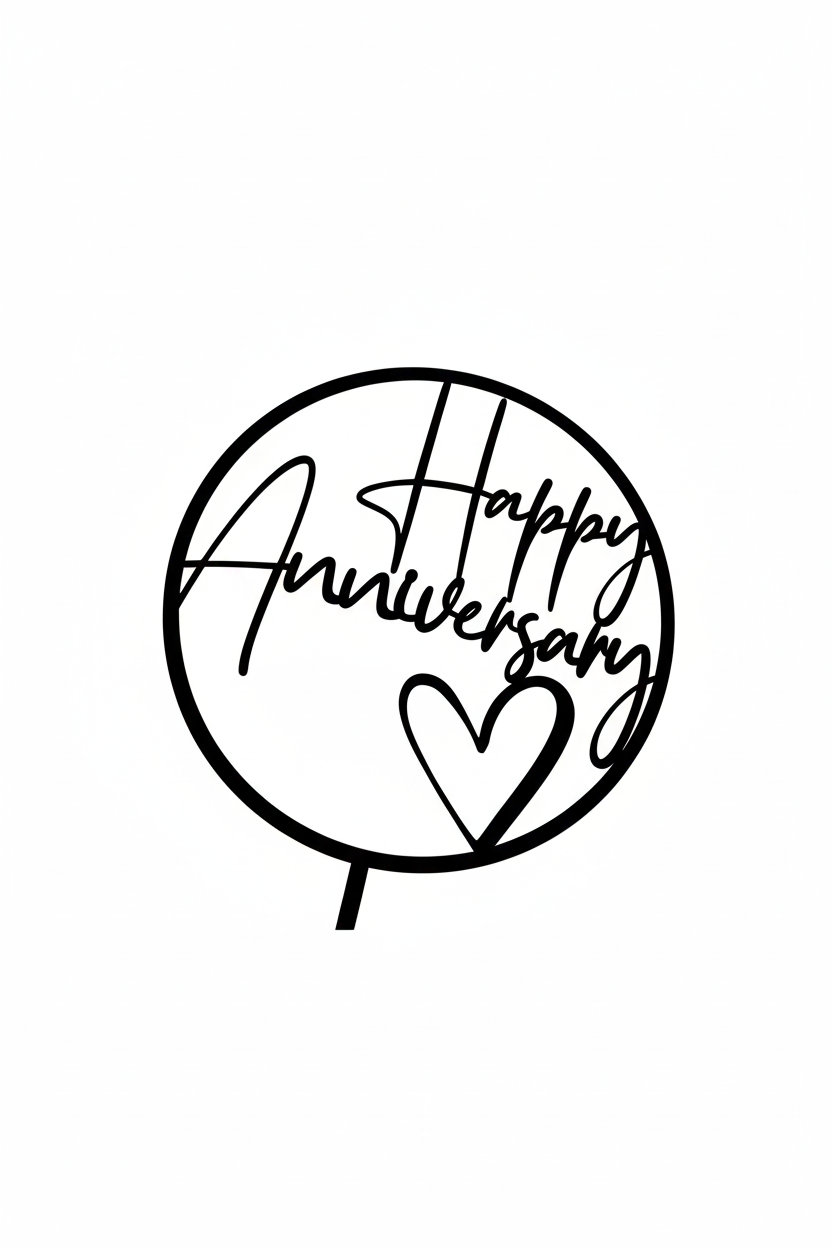 Happy Anniversary Cake Topper - 3D Printed