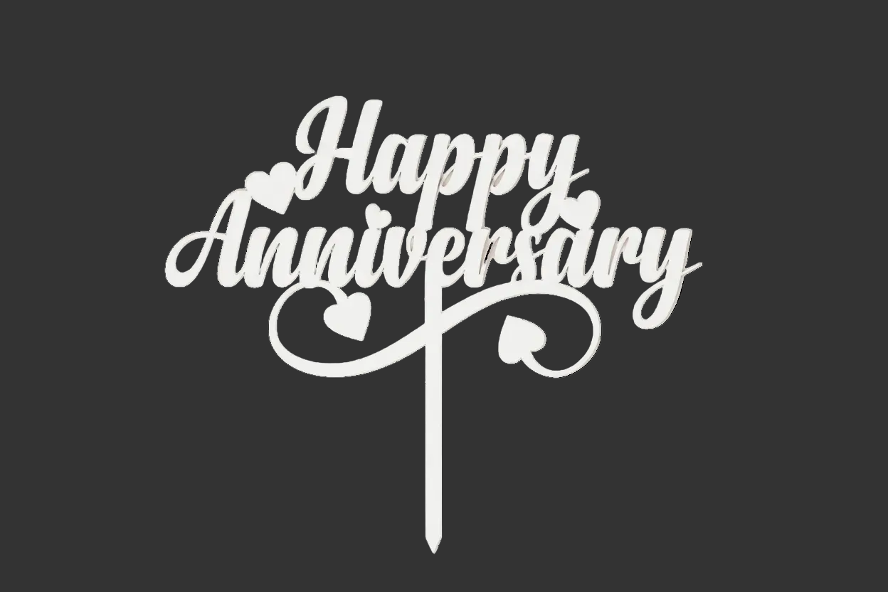 Happy Anniversary Cake Topper - 3D Printed