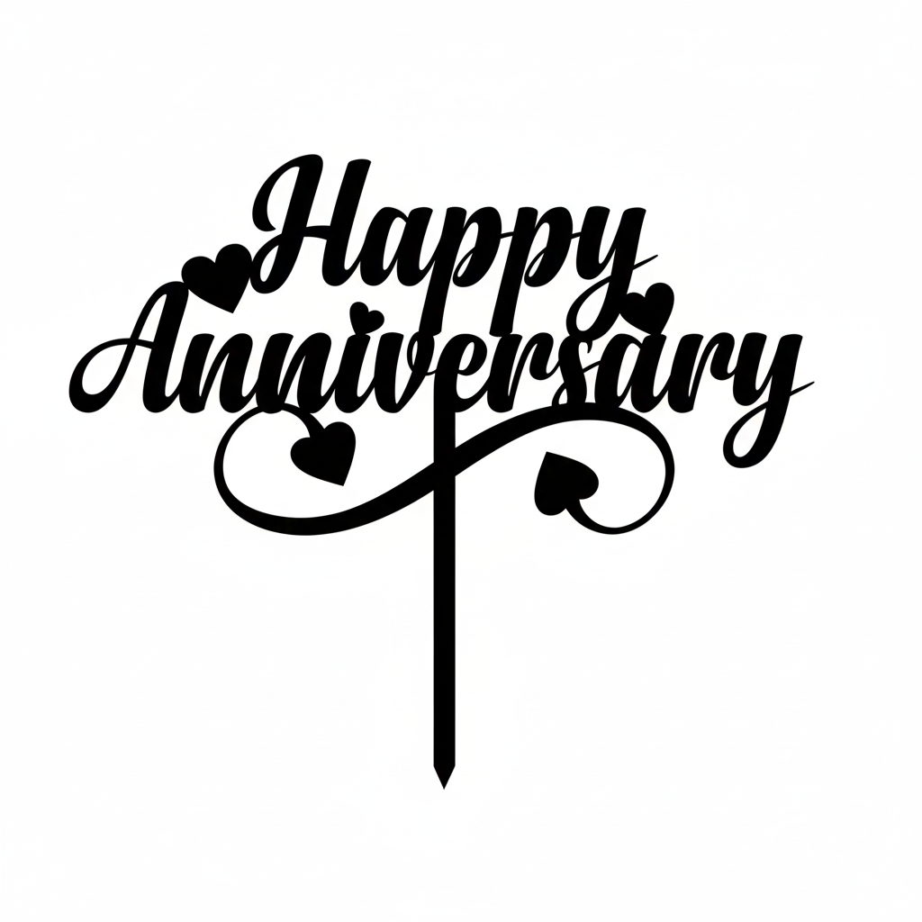 Happy Anniversary Cake Topper - 3D Printed
